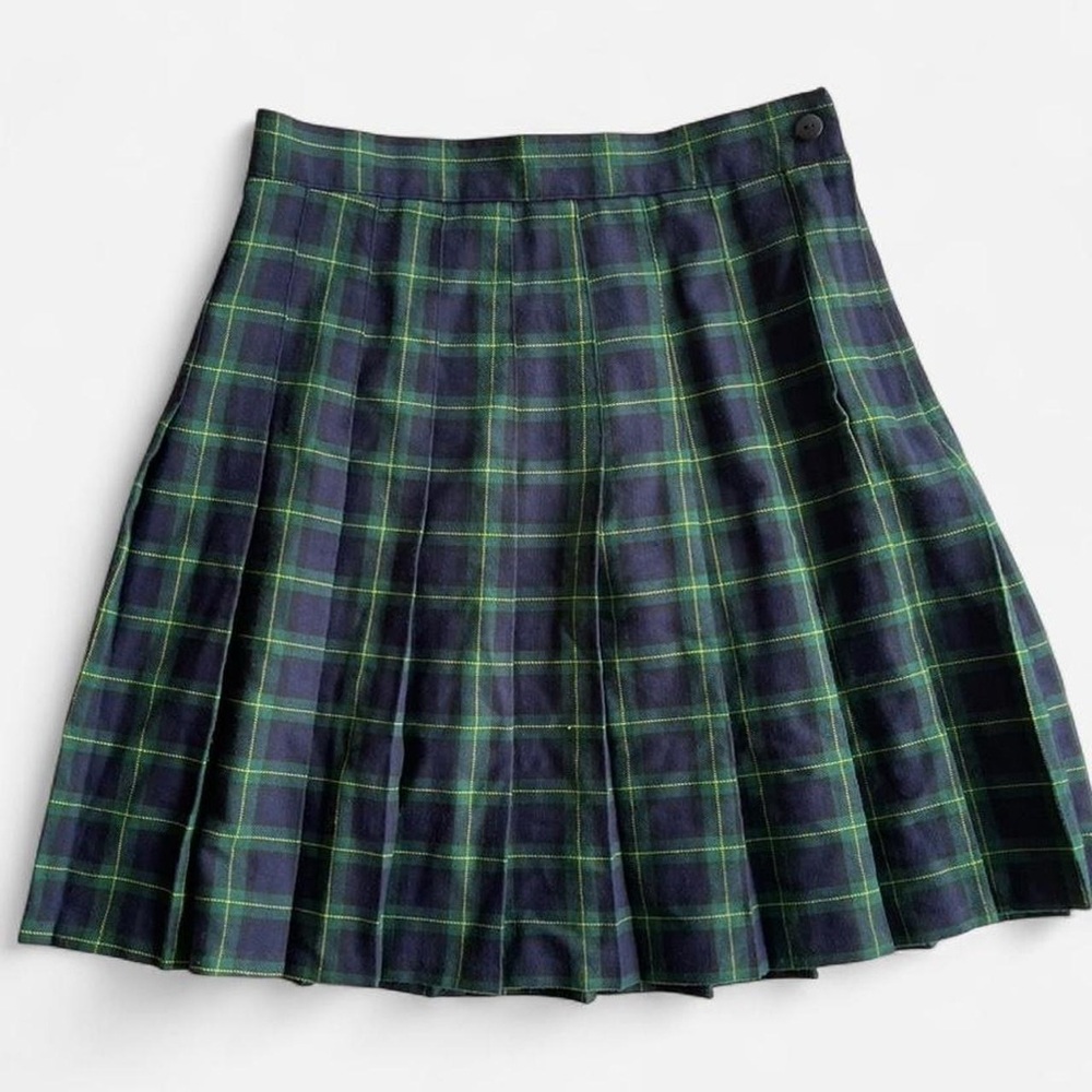 90s Y2K Vintage Joule Energy Blue Green Tartan Plaid Pleated Schoolgirl Skirt